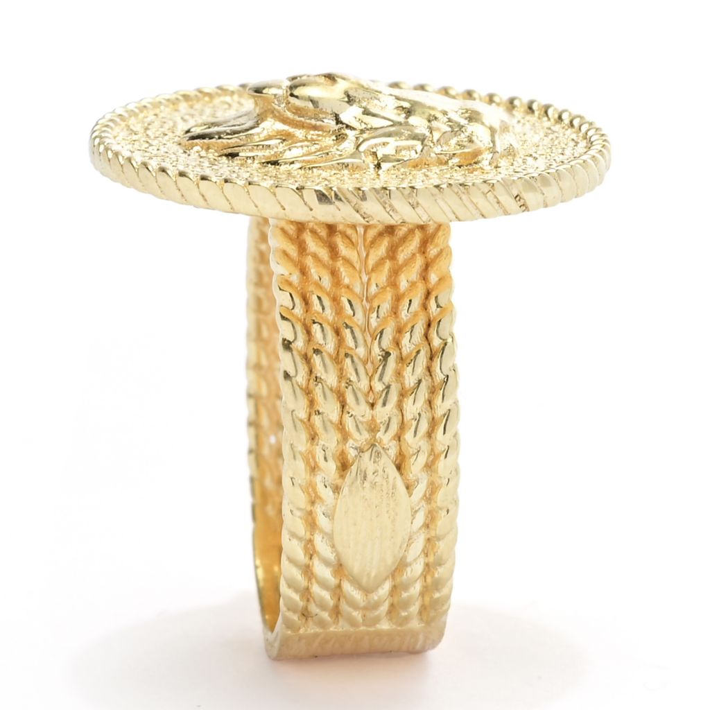 Passport to Turkey Gold Plated Textured & Polished Lion Statement Ring