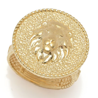 Passport to Turkey Gold Plated Textured & Polished Lion Statement Ring