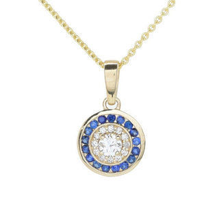 Gems of Distinction 0.41ctw Diamond & Blue Sapphire Pendant w/ Chain