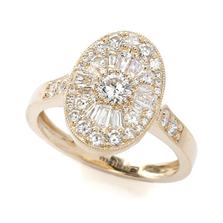 Gems of Distinction 14K Gold 1.03ctw Baguette & Round Diamond Ring