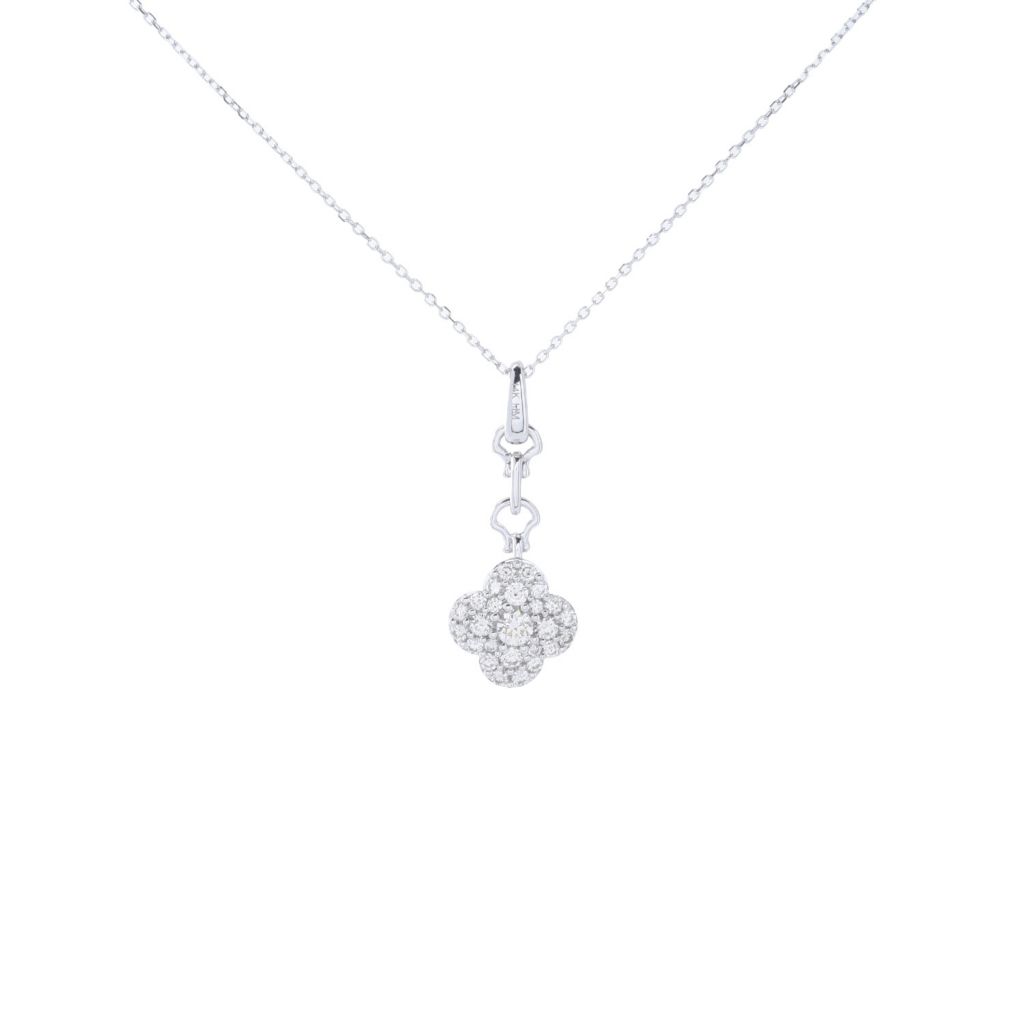 Morris & David Choice of 14K Gold 0.50ctw Diamond Clover Pendant w/ Chain