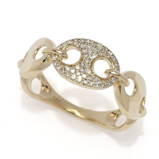 Sabrina Designs 14K Gold 0.15ctw Pave Diamond Link Ring, 2.5 grams