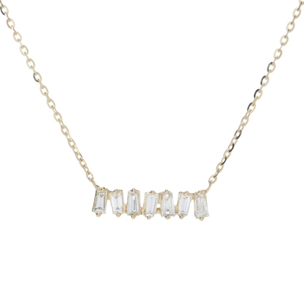 Sabrina Designs 14K Gold 0.11ctw Baguette Diamond Bar 16"+2" Necklace