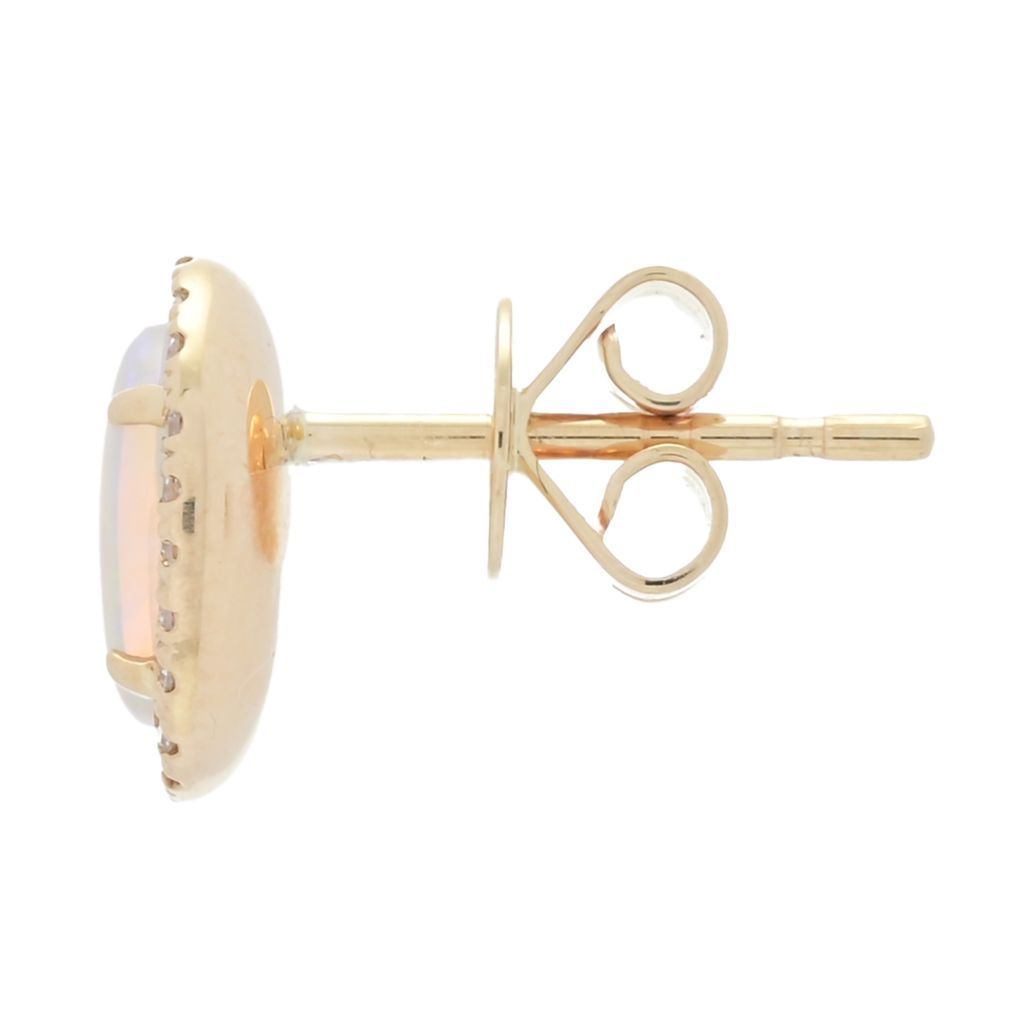 Sabrina Designs 14K Gold Polished 6x4mm Opal & Diamond Stud Earrings