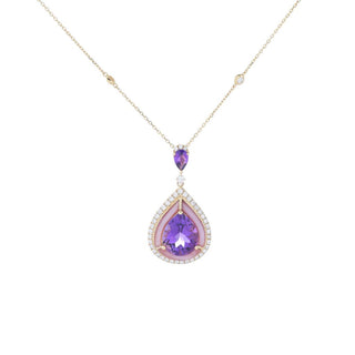 CIRARI 14K Gold 6.30ctw Amethyst, Mother-of-Pearl & Diamond Pendant w/ Chain