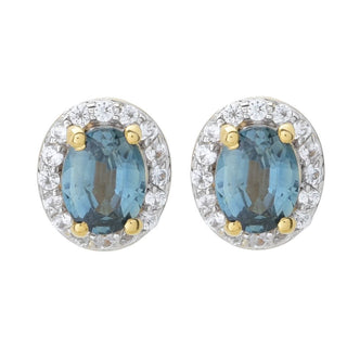 Gem Treasures 1.09ctw Oval Montana Sapphire & Zircon Stud Earrings