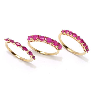 Gem Treasures 18K Vermeil Set of 3 2.88ctw Burmese Ruby Stack Rings