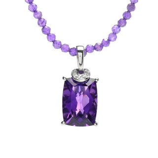 Gem Treasures 14x10mm African Amethyst & Zircon Beaded Necklace