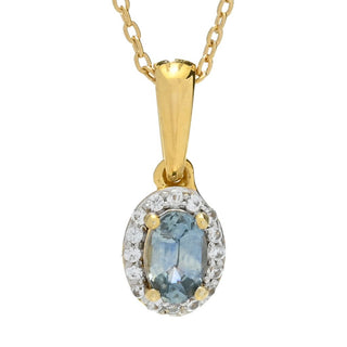 Gem Treasures 0.66ctw Oval Montana Sapphire & Zircon Pendant w/ Chain