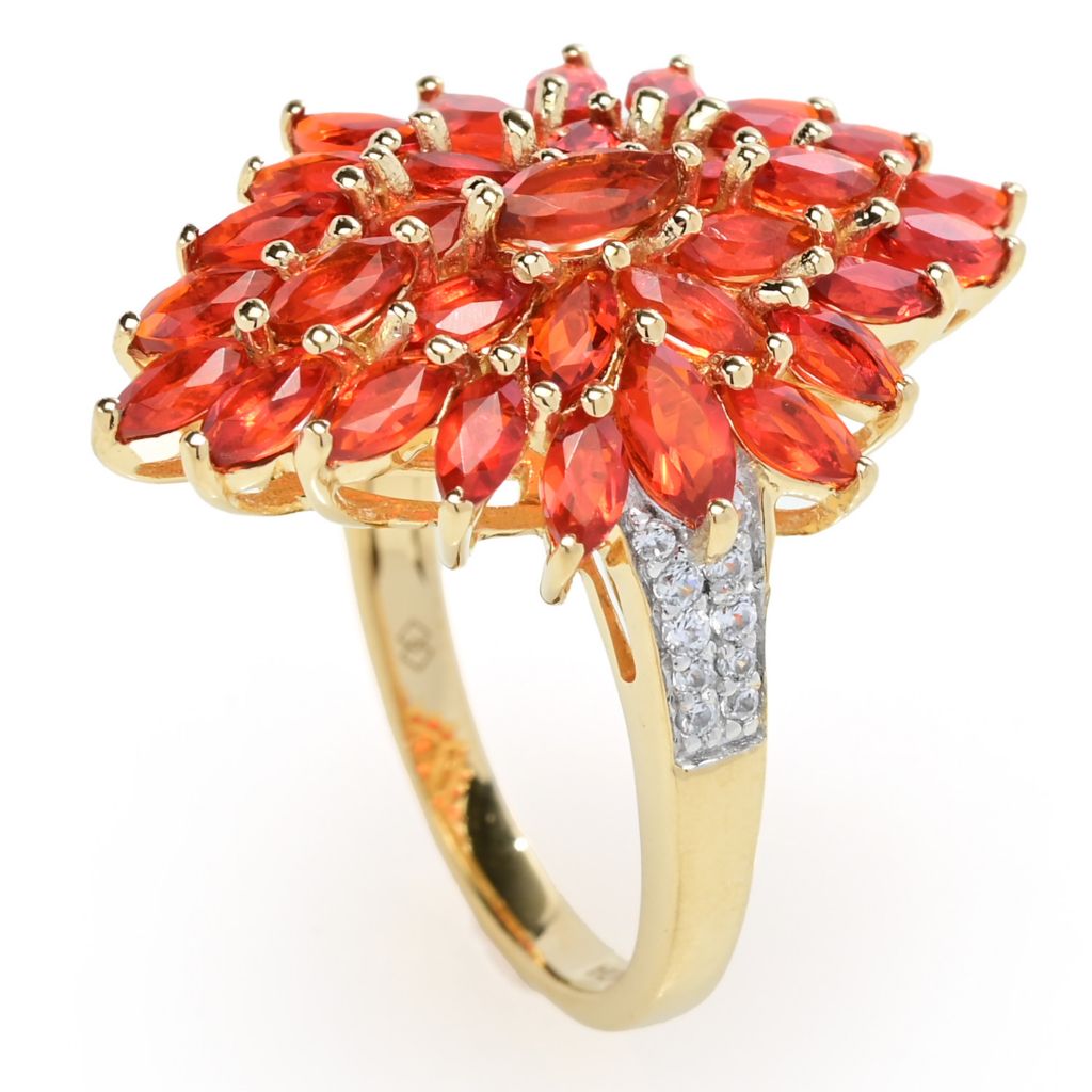 Gem Treasures 2.70ctw Crimson Fire Opal & Zircon Waterfall Ring