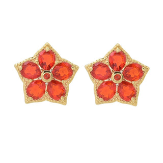 Gem Treasures 2.24ctw Crimson Fire Opal 6-Stone Cluster Stud Earrings