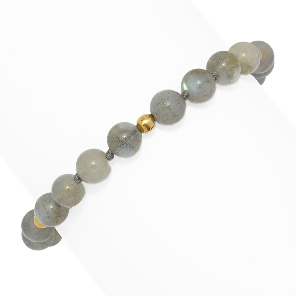 Gem Treasures 18K Vermeil Choice of Gemstone Bead Stretch Bracelet