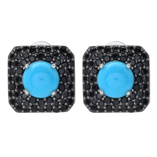 Gem Treasures Sleeping Beauty Turquoise & Gemstone Halo Stud Earrings