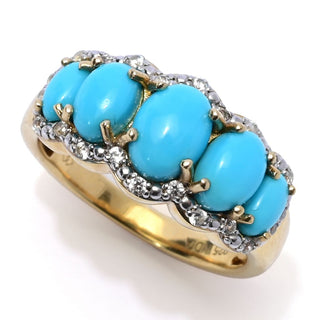 Gem Treasures Sleeping Beauty Turquoise & Zircon 5-Stone Graduated Ring