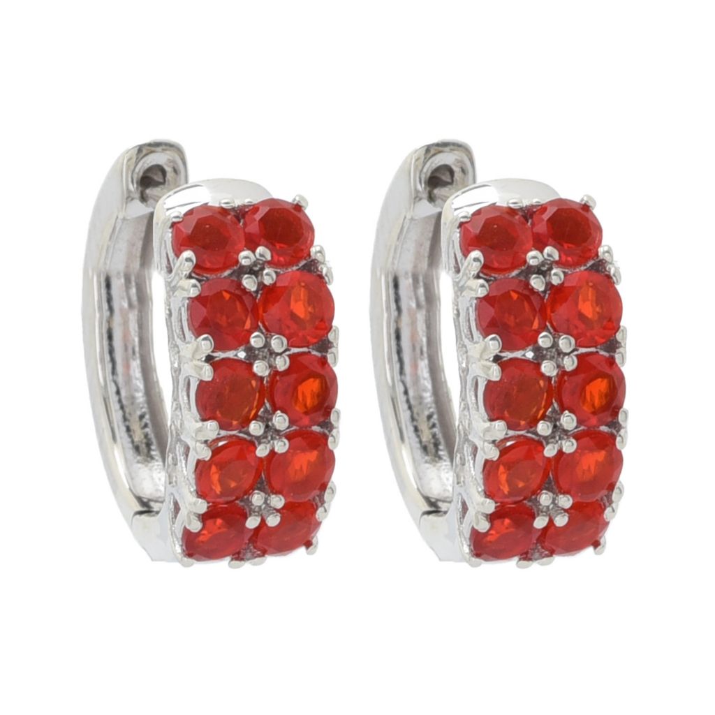 Gem Treasures 1.88ctw Crimson Fire Opal & Zircon Hoop Earrings