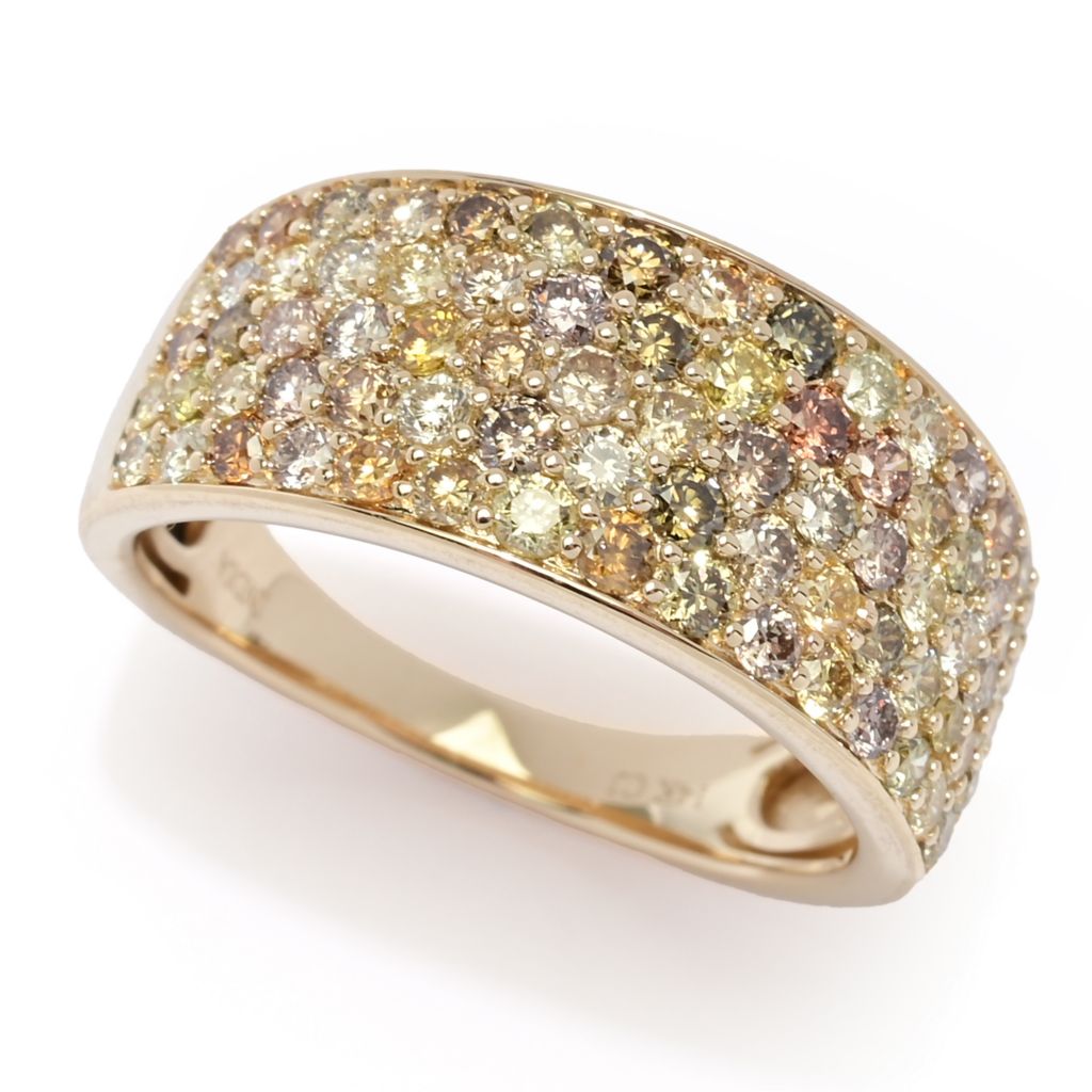 Gems of Distinction 14K Gold 1.53ctw Multi Color Diamond Band Ring