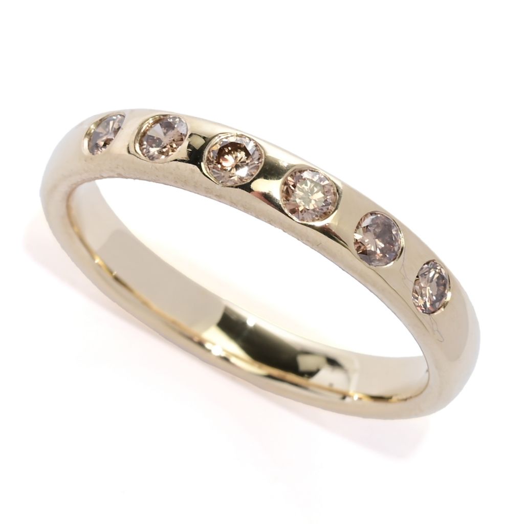 Gems of Distinction 14K Gold 0.27ctw Champagne Diamond Burnished Ring