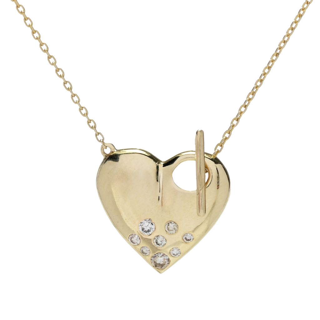 KALLATI 14K Gold 0.14ctw Diamond Heart Shape Pendant w/ 18" Chain