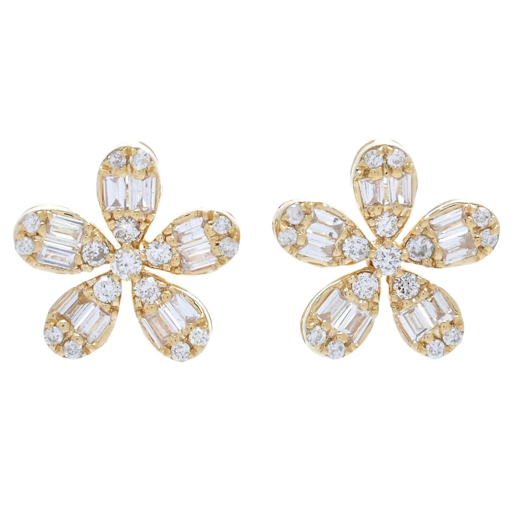 Gems of Distinction 14K Gold 0.32ctw Diamond Floral Stud Earrings