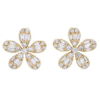 Gems of Distinction 14K Gold 0.32ctw Diamond Floral Stud Earrings