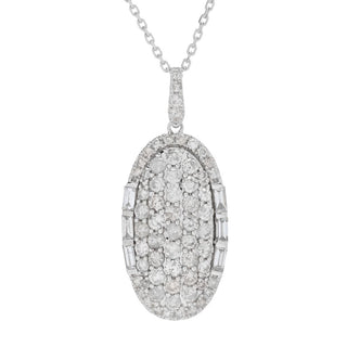Gems of Distinction 14K White Gold Round & Baguette Diamond Pendant