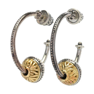 Konstantino 18K Gold Accented Polished Bead 1" Huggie Hoop Earrings