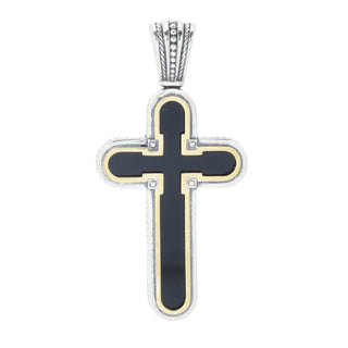 Konstantino 18K Gold Accented Black Onyx 2.25" Cross Pendant
