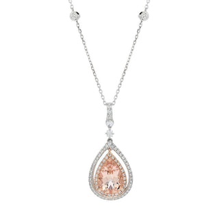 CIRARI 14K Two-tone Gold 2.02ctw Morganite & Diamond Pendant w/ Chain