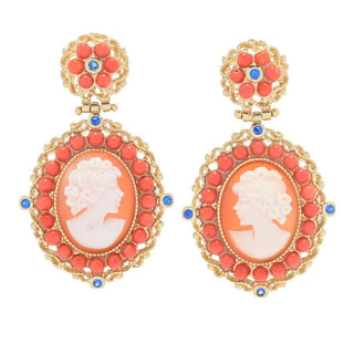 Cameo Italiano "Victoria" 16x12mm Shell Cameo & Choice of Gem Earrings