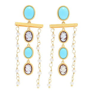 Cameo Italiano "Anastasia" Cameo, Choice of Gem & Cultured Pearl Earrings