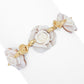 Cameo Italiano "Elysse" 3-Station 20x20mm Shell Rose Cameo 8.5"+1.5" Bracelet