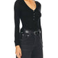 Enza Costa - CASHMERE TENCEL BABY RIB LONG SLEEVE HENLEY
