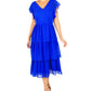 Flutter Sleeve Chiffon Midi Dress