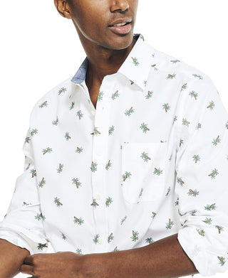 Mens Classic Fit Button Down Poplin Palm Print Shirt