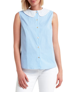 Sleeveless Lace Collar Blouse