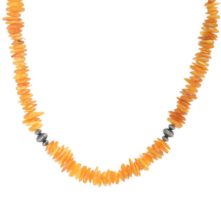 Southwest Elements Sterling Silver Yellow Amber Disc Rondelle Necklace