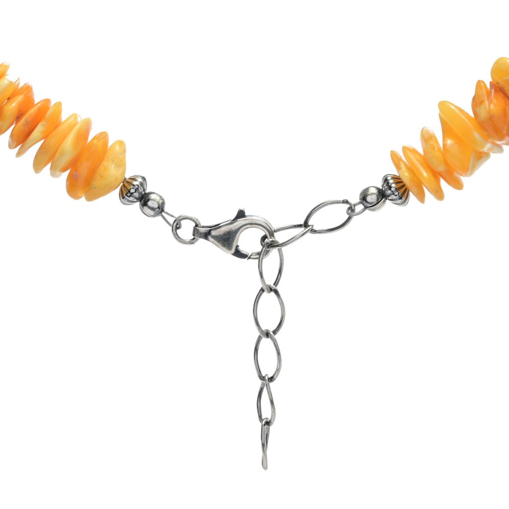 Southwest Elements Sterling Silver Yellow Amber Disc Rondelle Necklace