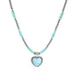 Southwest Elements 20x20mm Heart Shape Larimar & Navajo Pearl Beaded Necklace