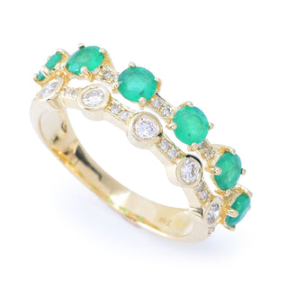 LALI Jewels 14K Gold Polished 1.22ctw Emerald & Diamond Ring, 2.4 grams