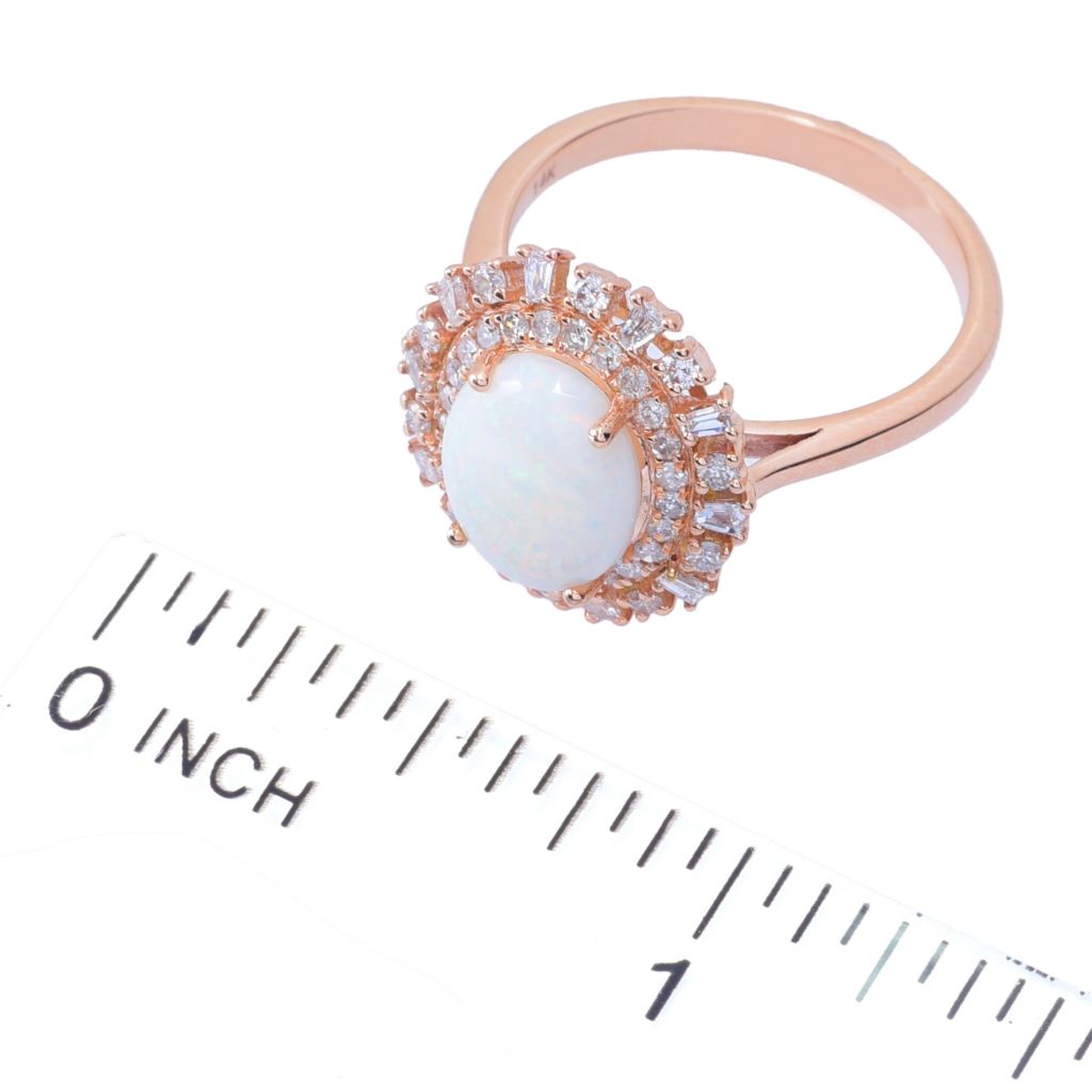 LALI Jewels 14K Gold 10x8mm Australian Opal & 0.44ctw Diamond Ring
