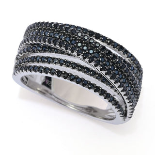 Platinum Plated Choice of Black Spinel or Zircon Highway Ring