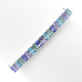 Platinum Plated "Shades of Spring" 5.60ctw Multi Gem Adjustable Bolo Bracelet