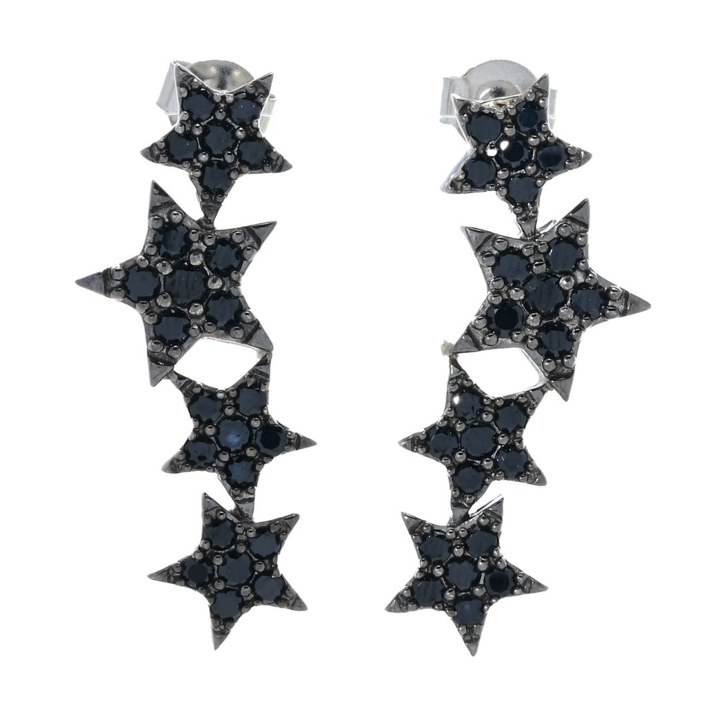 Platinum Plated Choice of Gemstone Shooting Stars Dangle Earrings