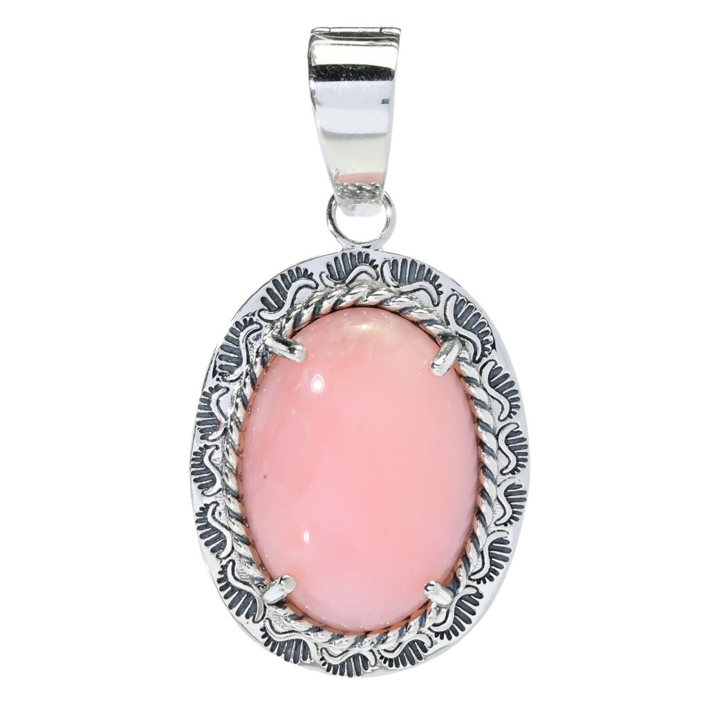 Southwest Elements 30x25mm Peruvian Pink Opal Enhancer Pendant