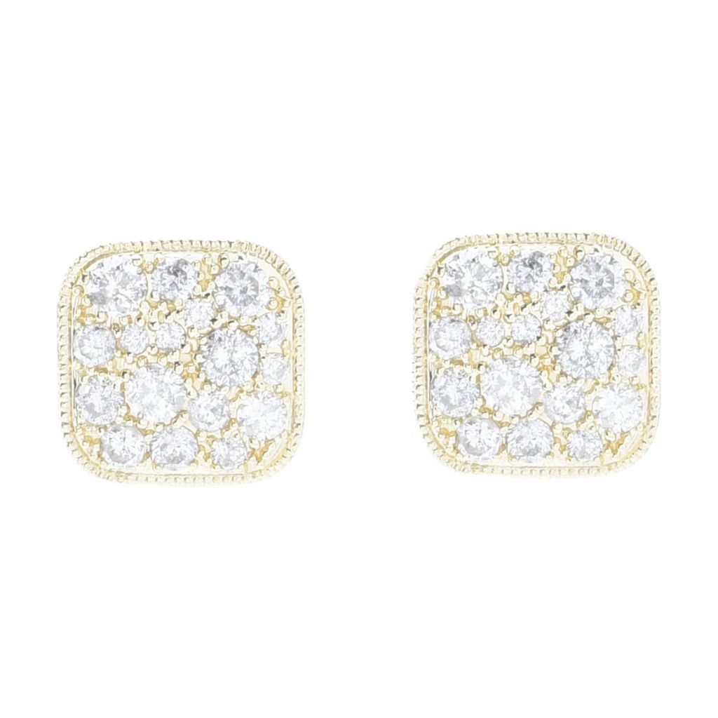 Cocci Collection 14K Gold Polished 1.00ctw Pave Diamond Stud Earrings