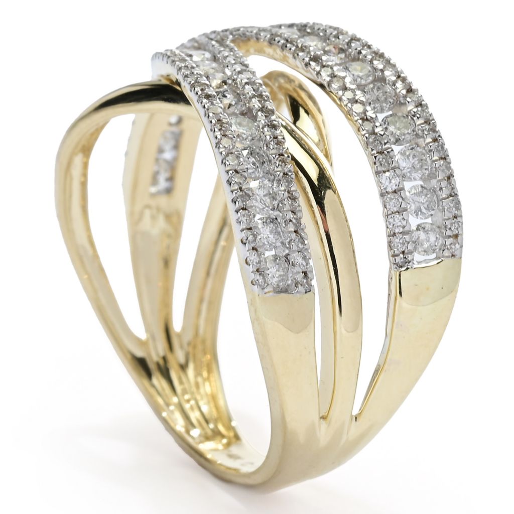 Cocci Collection 14K Gold 0.80ctw Diamond Crossover Ring, 3.5 grams