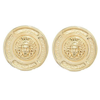 Graziella 23K Gold Plated Electroform Medusa Coin Stud Earrings