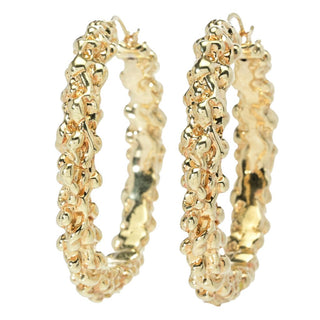 Graziella 23K Gold Plated Electroform Textured Hoop Earrings