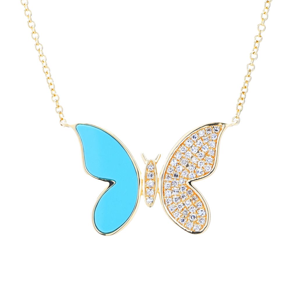 Sabrina Designs 14K Gold 0.13ctw Diamond & Choice of Gem Butterfly Necklace