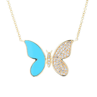Sabrina Designs 14K Gold 0.13ctw Diamond & Choice of Gem Butterfly Necklace